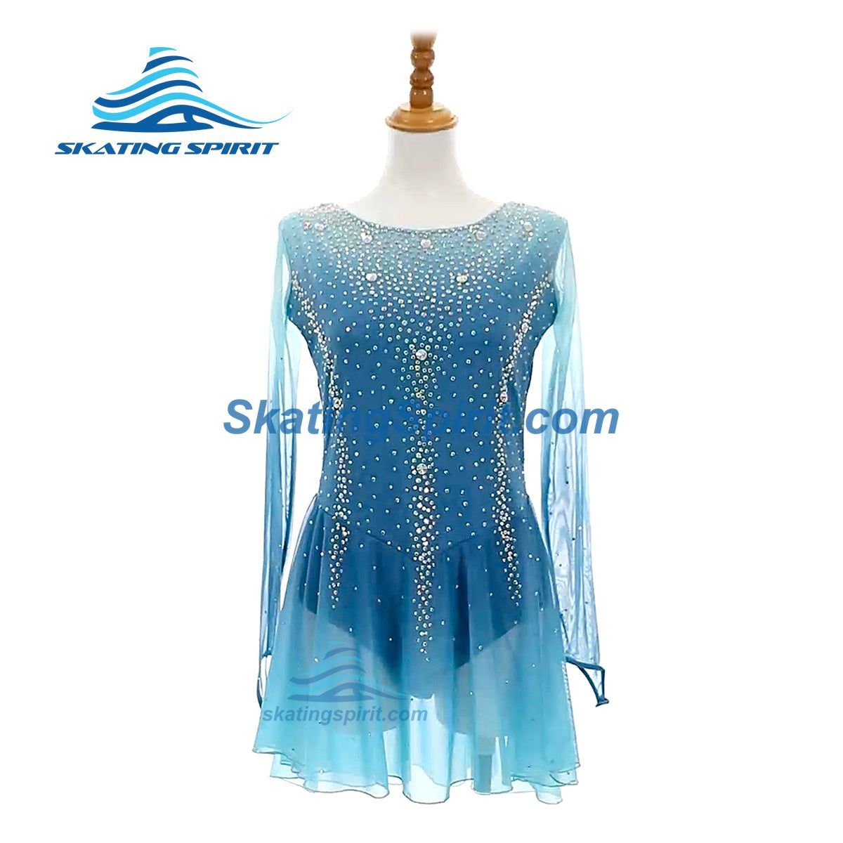 ice blue figure skating dress Ice Skating Adult Figure skating Dress Gymnastics Costume blue dyeing