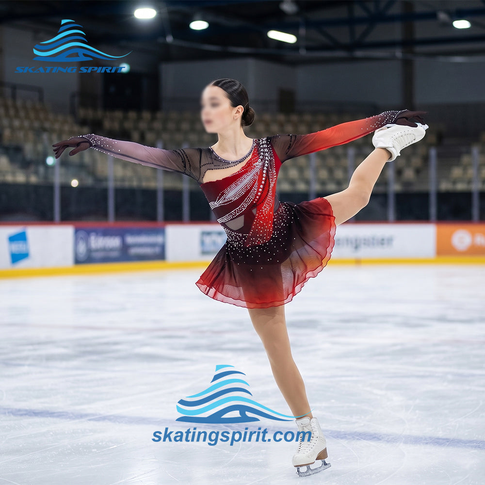 figure skating dress #SD219 Size:Adult | 43.5|R Warning: This Denim Long Stock The skirts length and