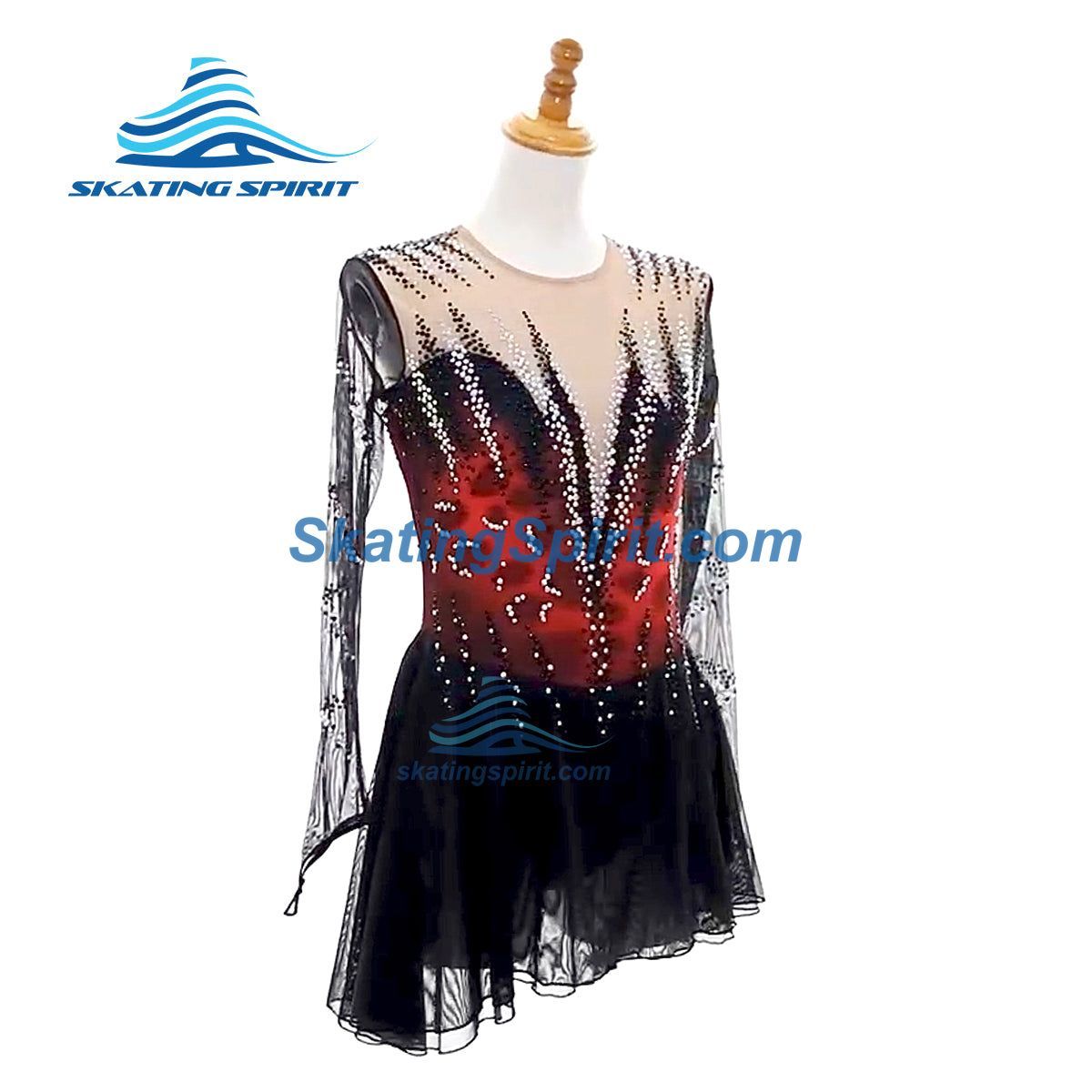 black and red figure skating dress #SD282 Long sheer sleeves with x-sibling-handle:casa-puff-sleeve-midi-dress-ivory Color:Natural Linen boohoo Women's Plus Satin