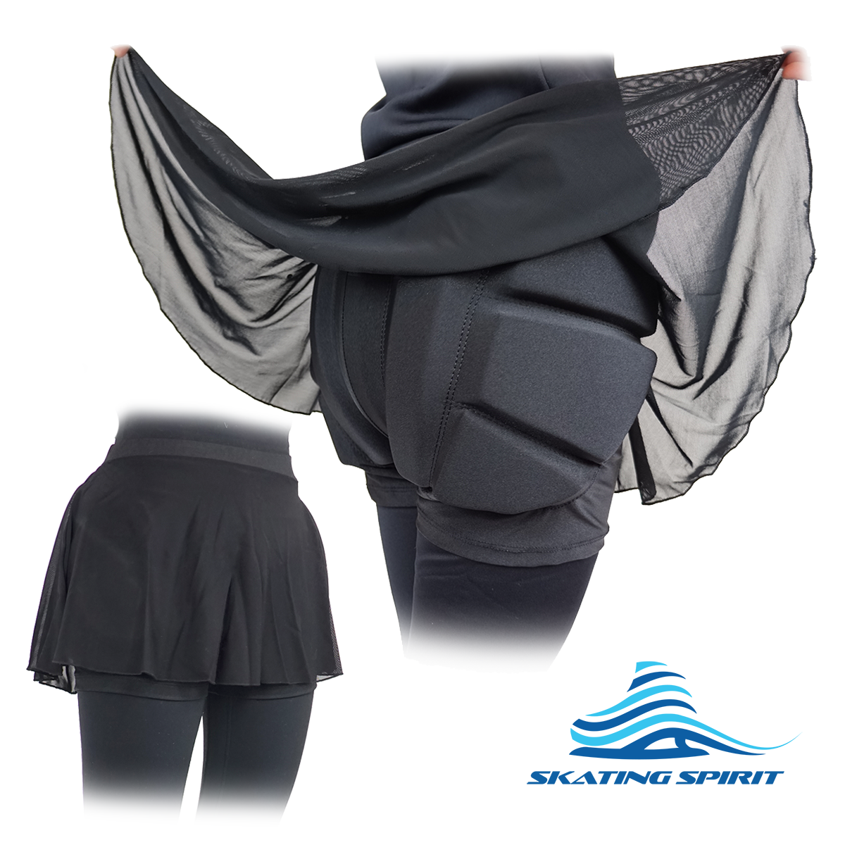 Padded Ice Skating Shorts Crash Pants With Mash Skirt – Skating Spirit