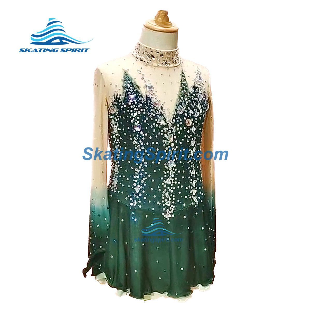 green emerald velvet dress Figure Skating Dress #SD119 – Skating Spirit