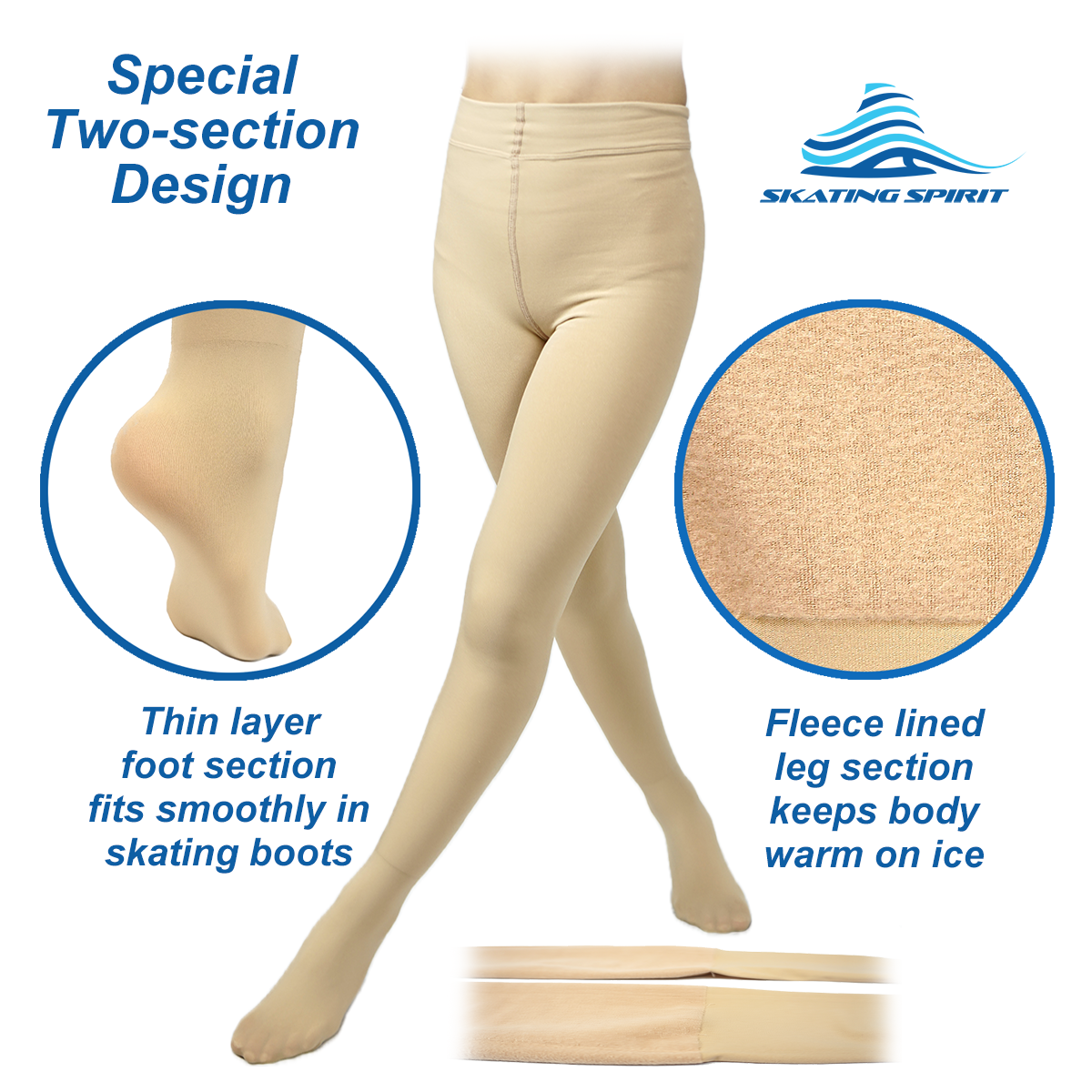 2 in 1 Footed Figure Skating Tights