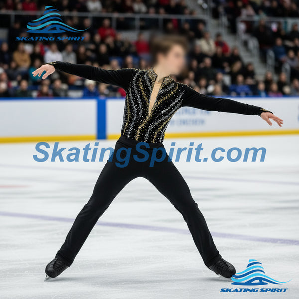 Boys/Men Figure Skating Clothes, Matching Pants Optional #M035