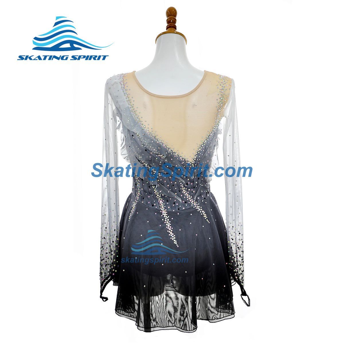 long sleeve figure skating dress Purple Figure Skating Dress Wear Women's Girls' Long Sleeve Ice Skating Dress