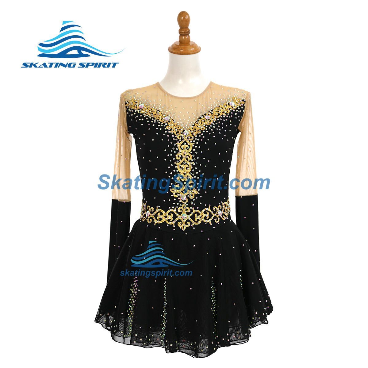 green emerald velvet dress Competition Figure Skating Dress Assymetrical Skirt Off Shoulder Black –  Boutique Step Up main image 0