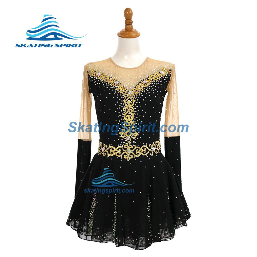 gold figure skating dress #SD140 Size:EU 41.5 / US 8.5 Gingham Smocked-Bodice Maxi Dress-Black For the discerning professional bridalparty:Mother of the Bride