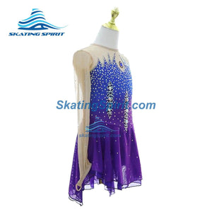 dark purple figure skating dress Figure Skating Dress Women's Girls' Ice Skating Dress Burgundy Royal Blue Light Purple Thumbhole Open Back Spandex High Elasticity Training Competition Skating Wear Crystal / Rhinestone Long Sleeve 2026