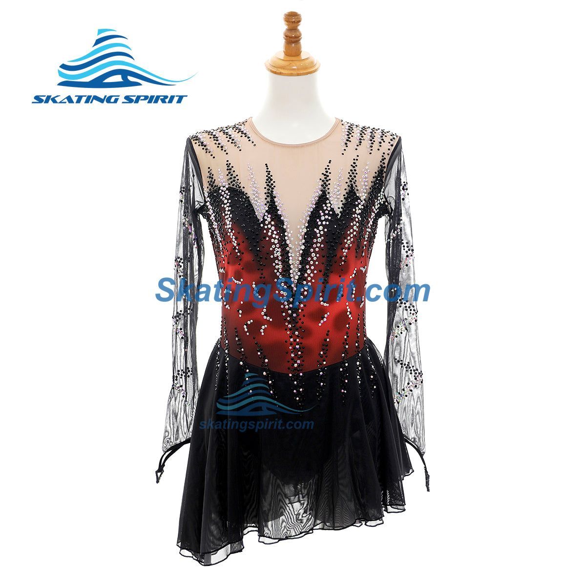 black and red figure skating dress #SD282 1Pc Dance Dress Condition