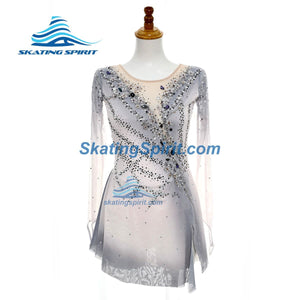 silver figure skating dress Figure Skating Dress Women's Ice Skating Dress Black Silver Patchwork Thumbhole Stretchy Training Competition Skating Wear Classic Crystal / Rhinestone Long Sleeve Ice Skating Figure Skating 2026