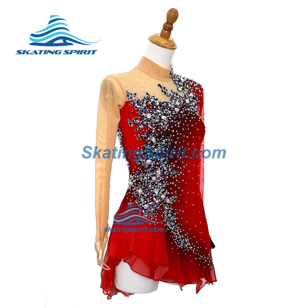 red and white figure skating dress IceDress Figure Skating Dress-Thermal