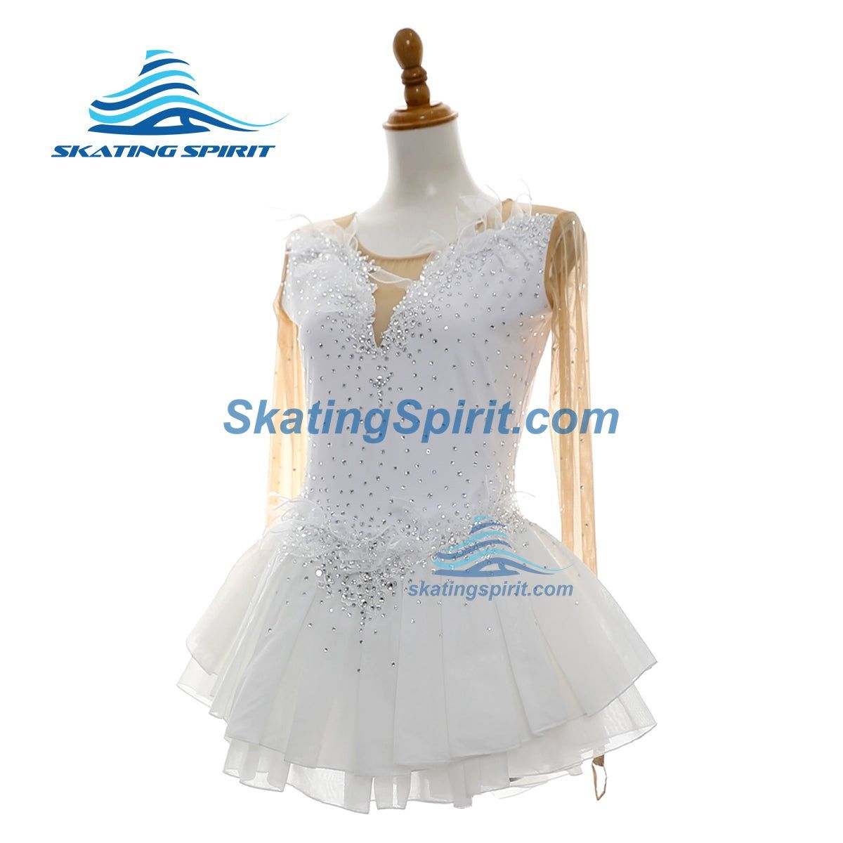 white lace ice skating dress custom size figure skating dress for girls women Figure skating show dress skating suit custom made