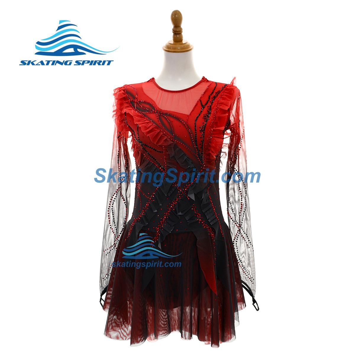 open lace back dress Figure skating dress ice skating dress ice dance main image 1