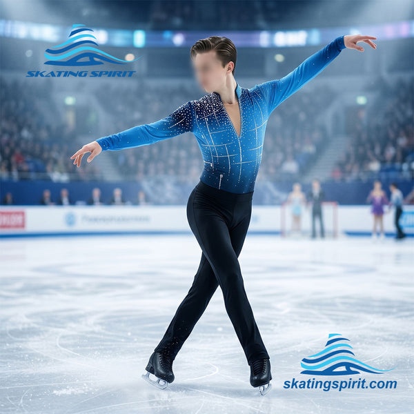 Boys/Men Figure Skating Clothes, Matching Pants Optional #M040