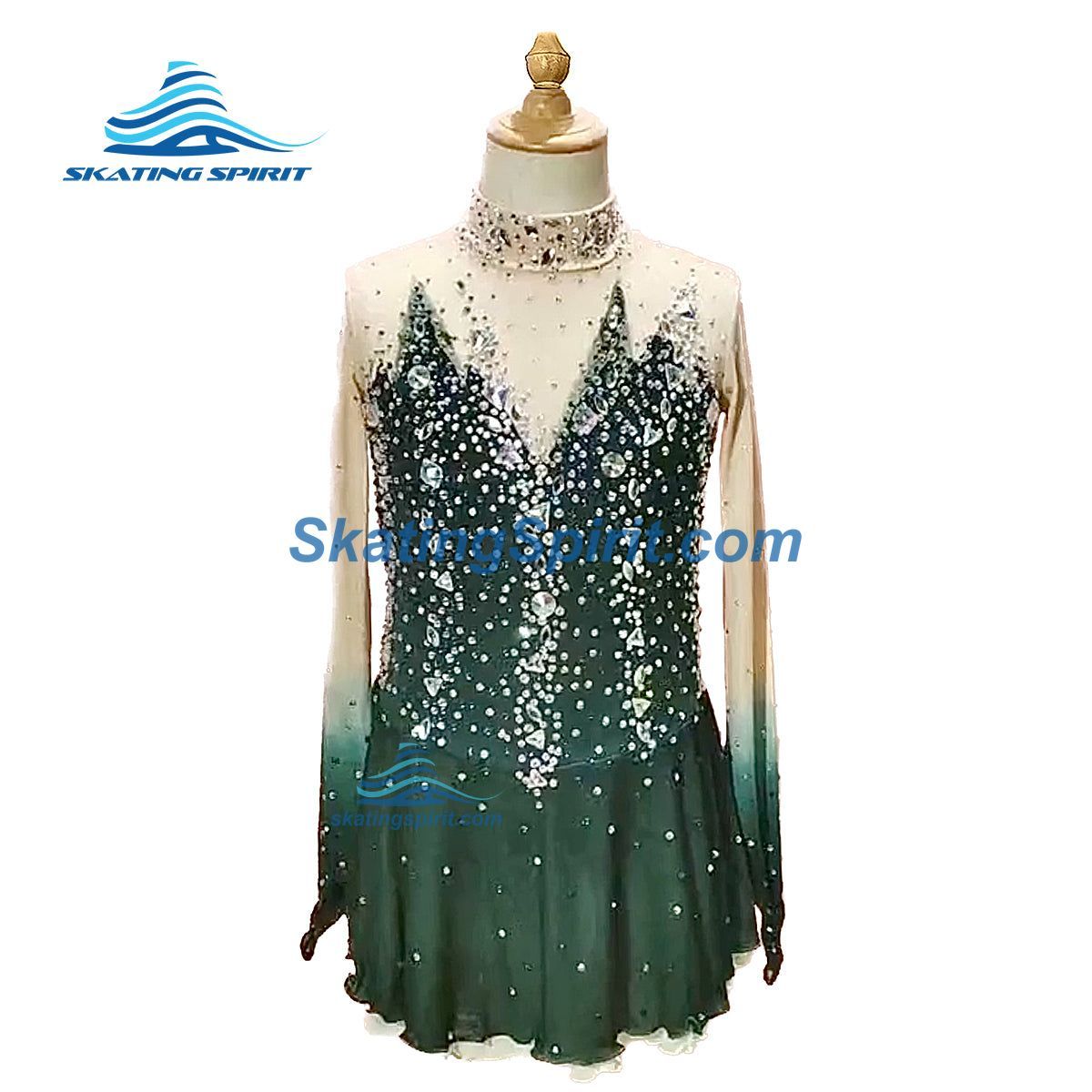 green figure skating dress Figure Skating Dress #SD119