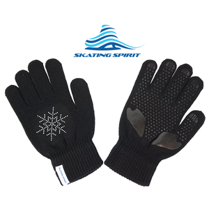 Gel Padded Gripper Gloves with Rhinestone Snowflakes