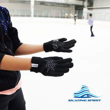 Load image into Gallery viewer, Gel Padded Gripper Gloves with Rhinestone Snowflakes