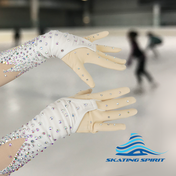 Figure Skating and Dancing Performance Gloves - With Rhinestone Decoration