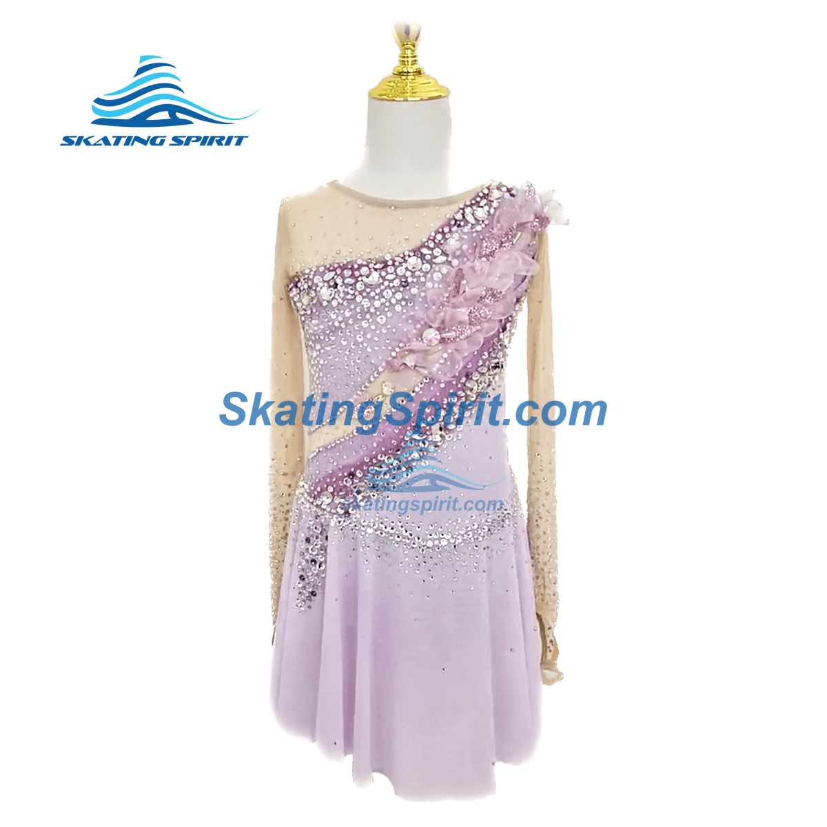 light purple figure skating dress Figure Skating Dress Women's Girls' Ice Skating Dress Light Purple Patchwork Asymmetric Hem Mesh Spandex High Elasticity Training Competition Skating Wear Classic Crystal / Rhinestone Long Sleeve Ice 2026