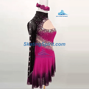 black and pink figure skating dress BLACK and HOT PINK Figure Ice Skating Dress 4-6-8-10-12-14-16 Years Girls. Made to Order